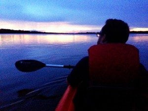 Jesse kayaking on the peaceful Merritt Island waterways.