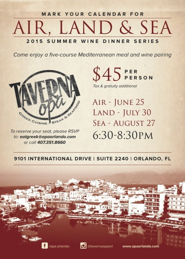 Taverna Opa Orlando - Summer Wine Dinner Series - Air, June 2015