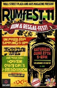 Rumfest, Sat., June 27, 5-9pm at Wall Street Plaza