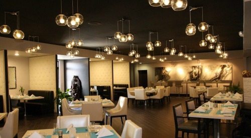 The sleek and modern dining room at Tabla