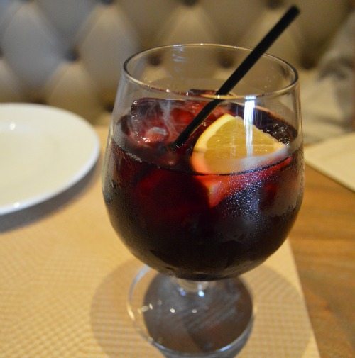 The in-house sangria is a refreshing brunch drink made with red wine, berentzen apple, berentzen cherry, cranberry, orange and cassis. The cherry and cranberry flavors stand out the most, and the drink is so tasty it’ll be hard to have just one glass.