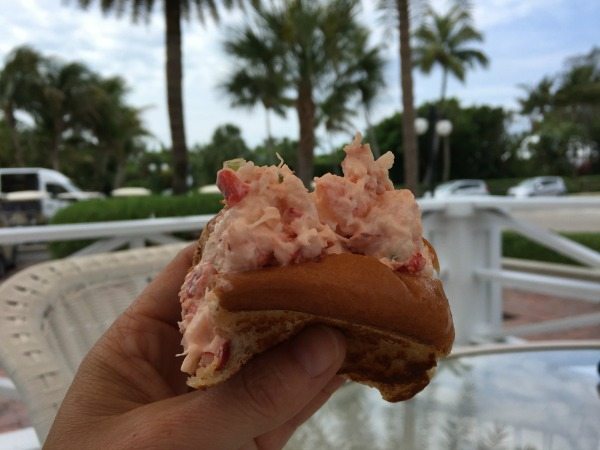 Half of a delicious lobster roll from Newlin's. My husband is lucky I share!