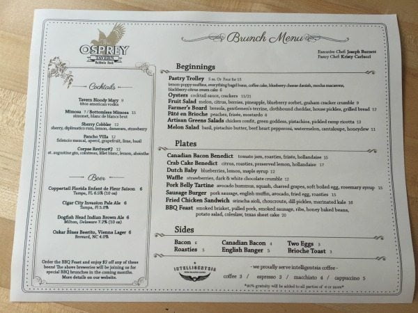 osprey tavern brunch menu
