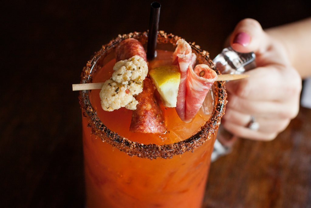 Michelada cocktail at Pizza Bruno during brunch