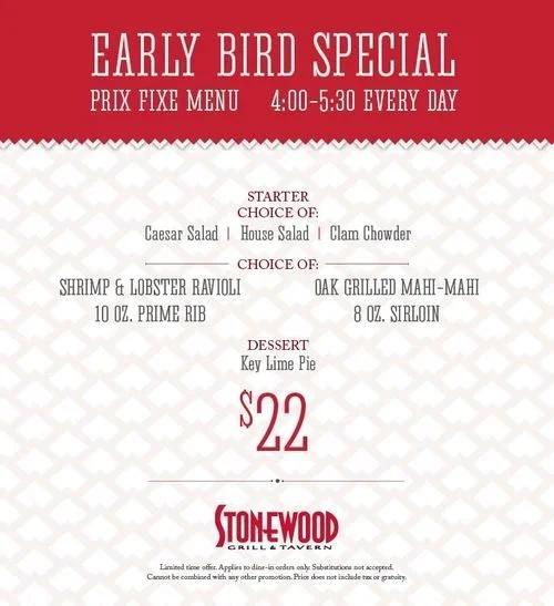 The $22 Early Bird Special at Stonewood