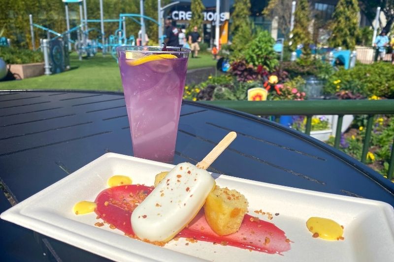 Hibiscus Lemonade Cocktail and Goat Cheese Popsicle from Farm Fresh Booth 2022