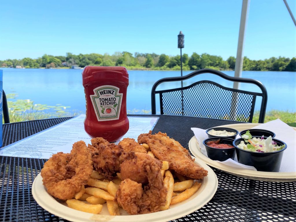 A plate of fried seafood at The Waterfront Orlando 