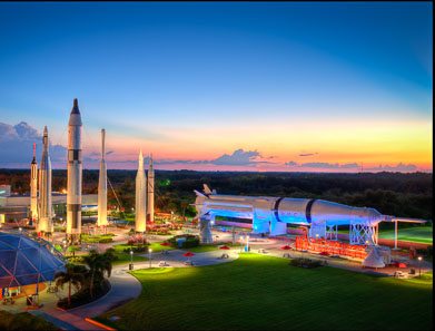 Rocket Garden at Sunset at the Kennedy Space Center