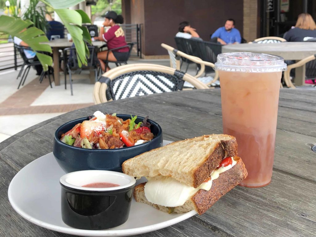 Caprese Sandwich and Strawberry-Rose Lemonade from Black and Brew Lakeland 