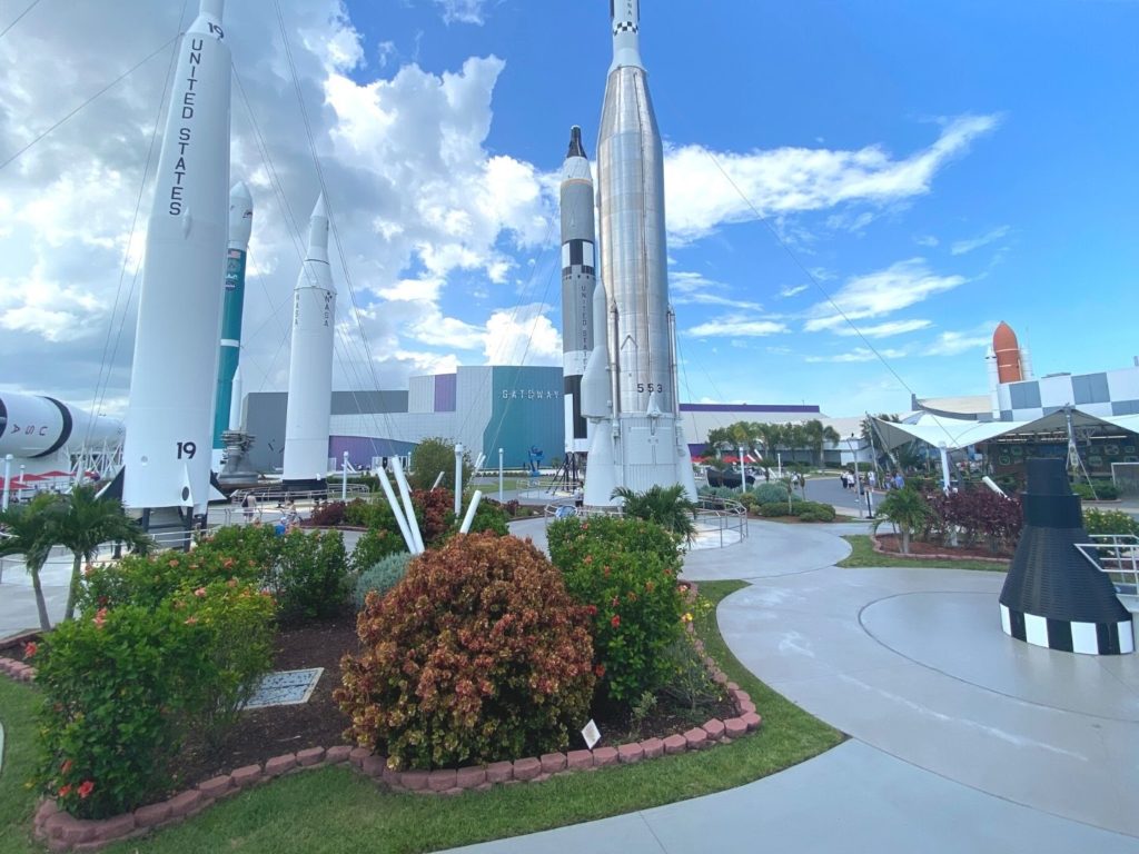 Rocket Garden and Gateway Building at Kennedy Space Center Visitors Complex