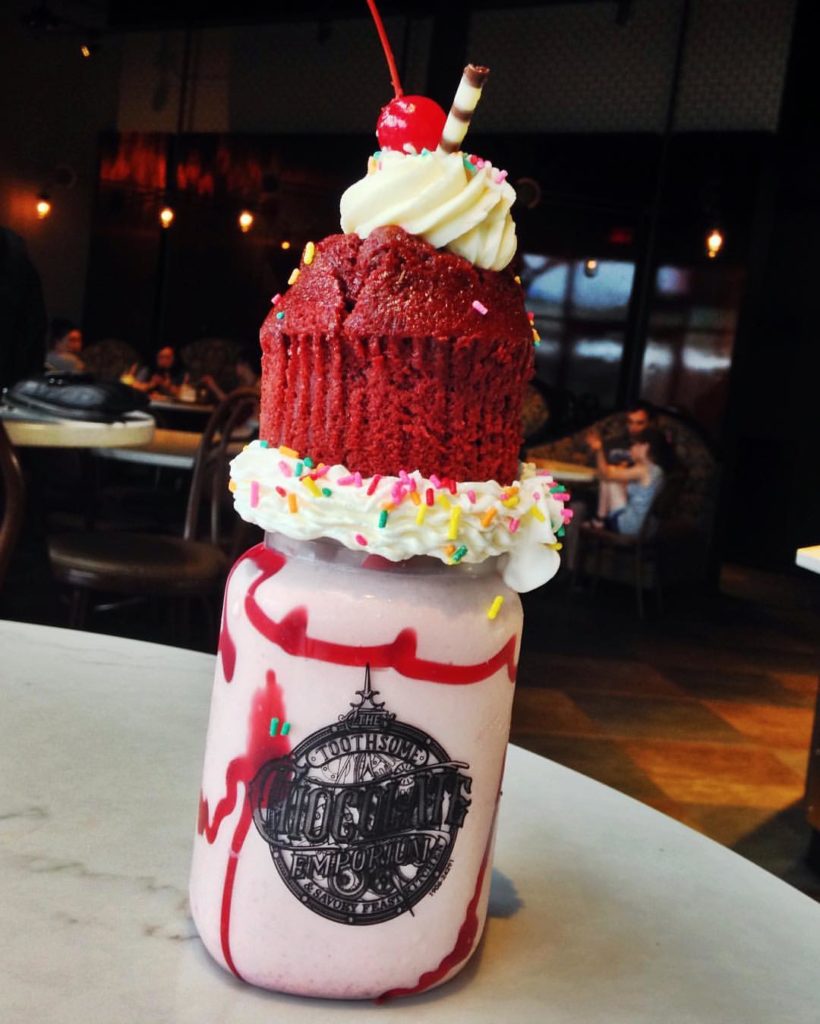 Red velvet milkshake from Toothsome Chocolate Emporium