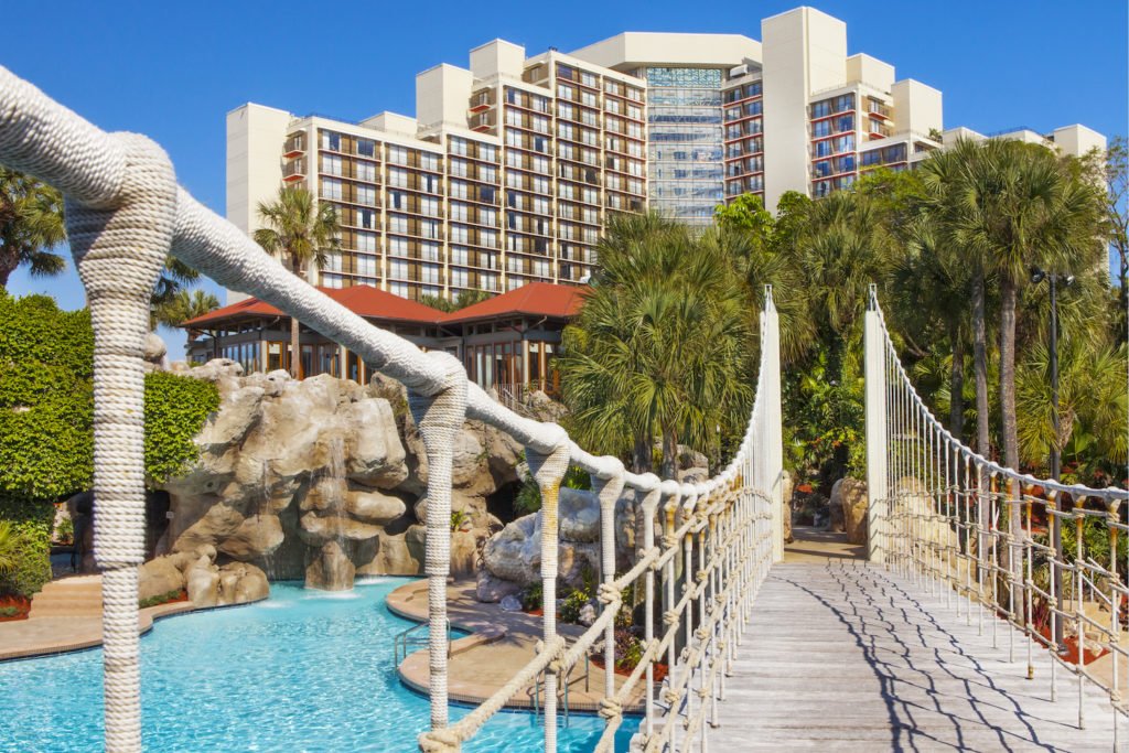 Hyatt Regency Grand Cypress pool and rope bridge