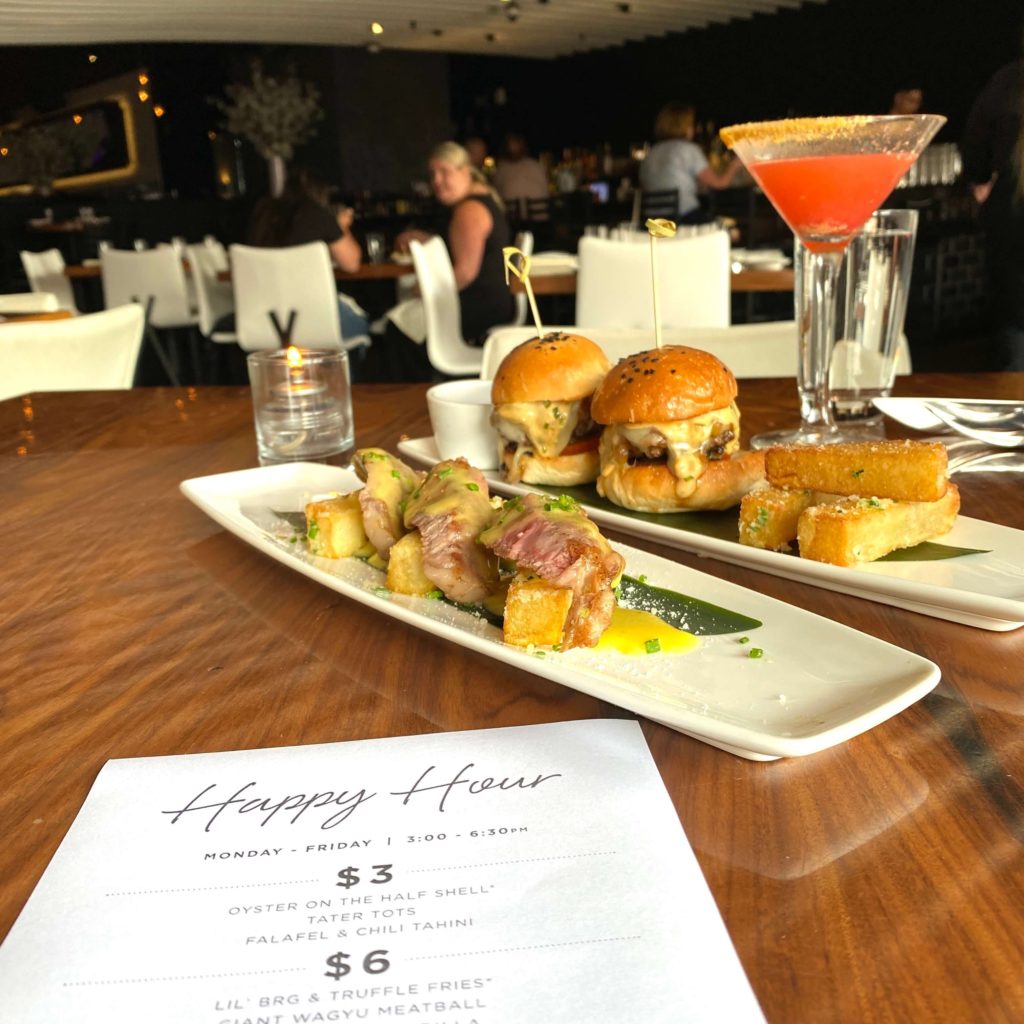 STK Orlando Happy Hour menu and plates