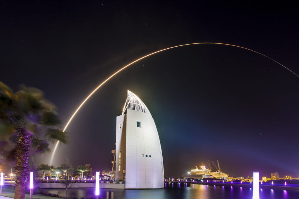 Port Canaveral Exploration Tower rocket launch