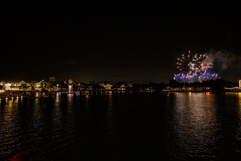 Epcot fireworks from Walt Disney World Swan & Dolphin hotel bridge
