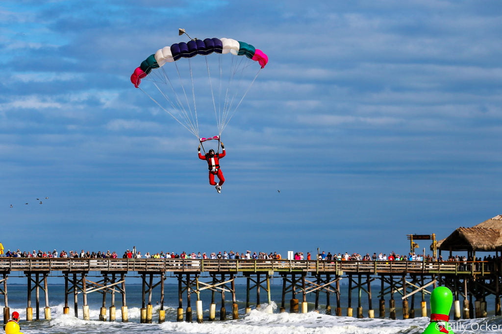 Skydiving Santas at Cocoa Beach Pier