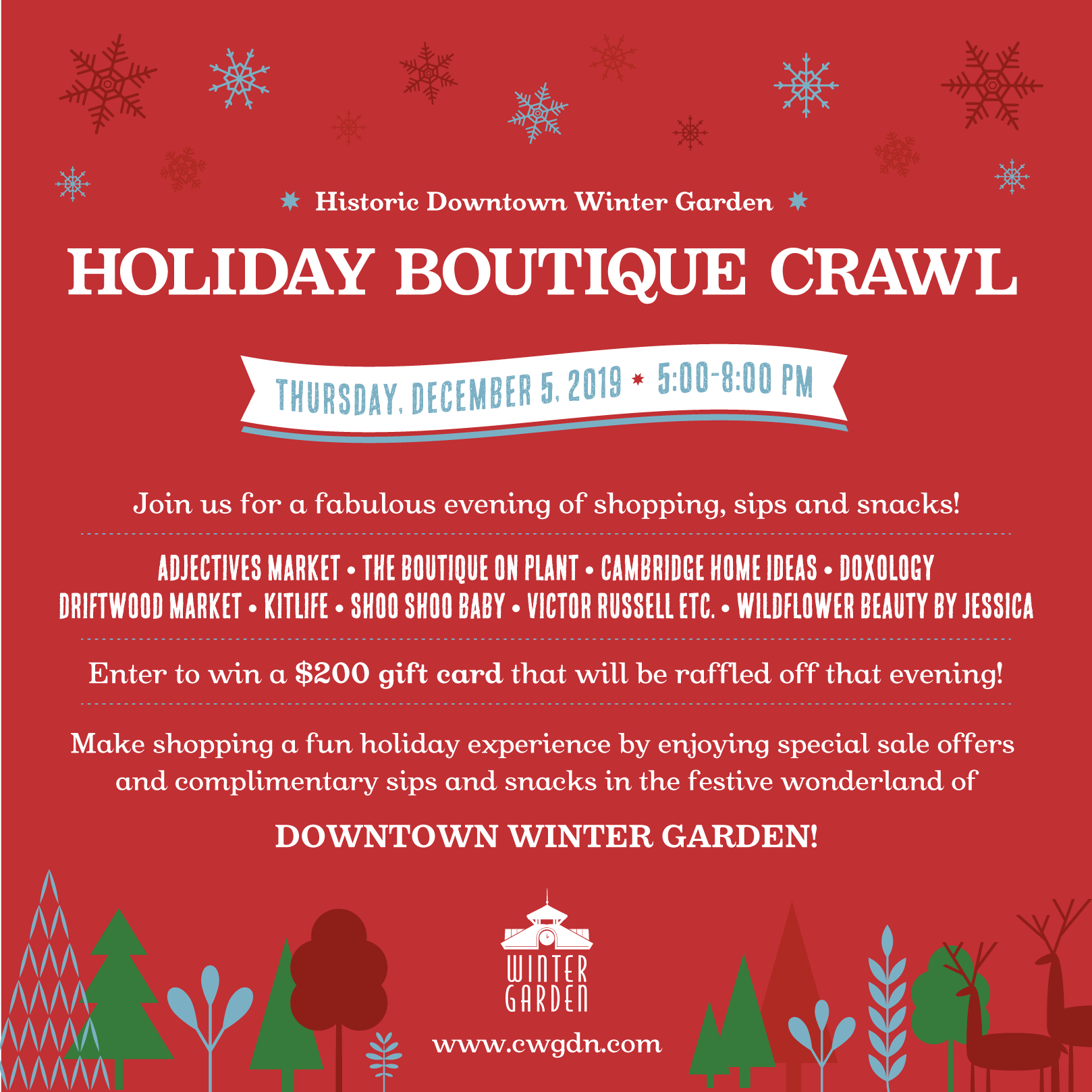 Holiday Events in Winter Garden - Holiday Boutique Crawl 2019