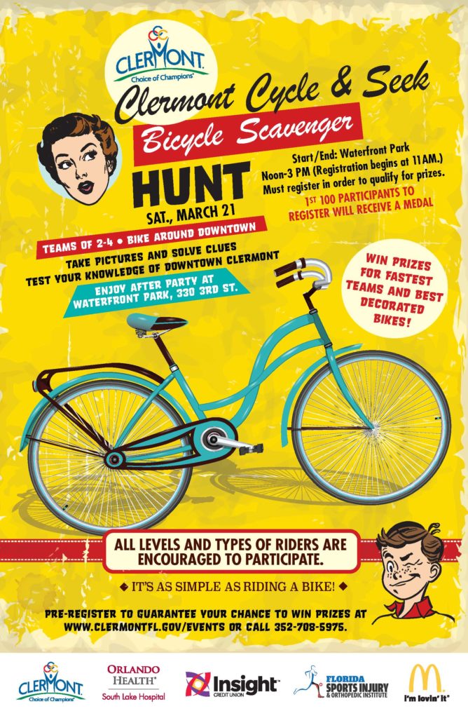 Downtown Clermont Cycle & Seek bicycle scavenger hunt