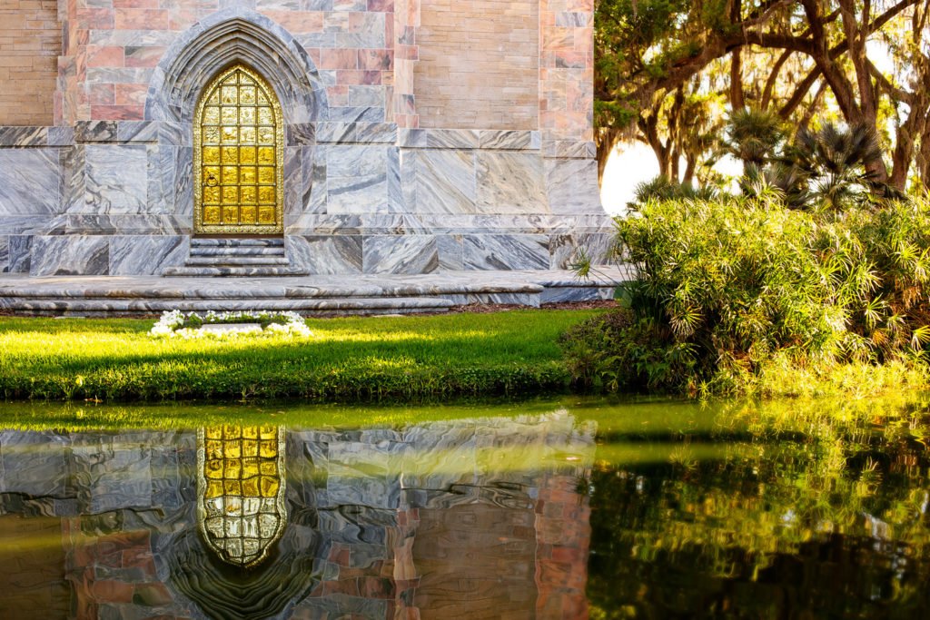 Gold door at the base of Bok Tower Gardens Singing Tower