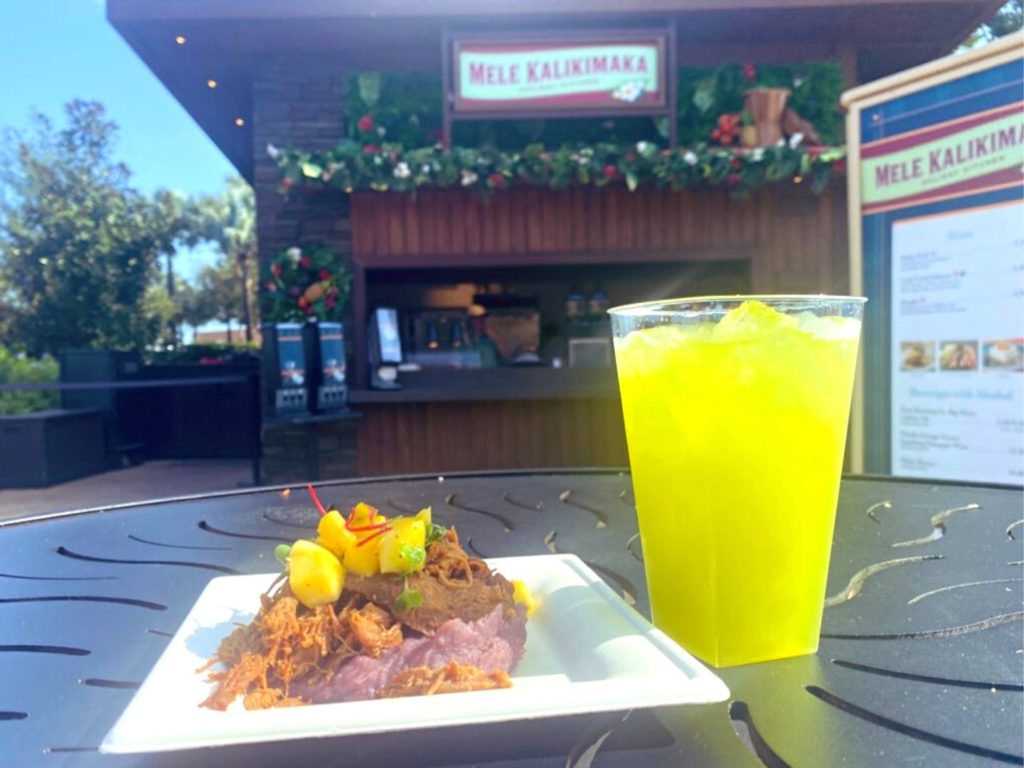 Kālua Pork and Melon Breeze Cocktail at Mele Kalikimaka Booth 2022