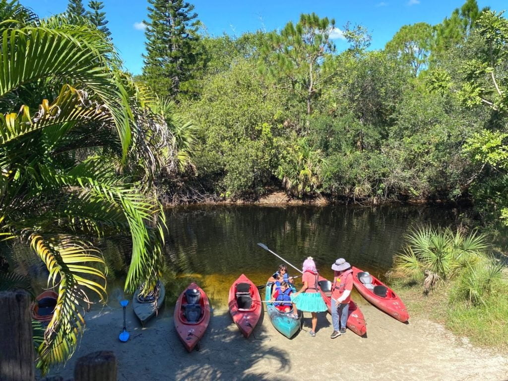 A family prepares to head out for Kayaking at Brevard Zoo (Halloween 2022)