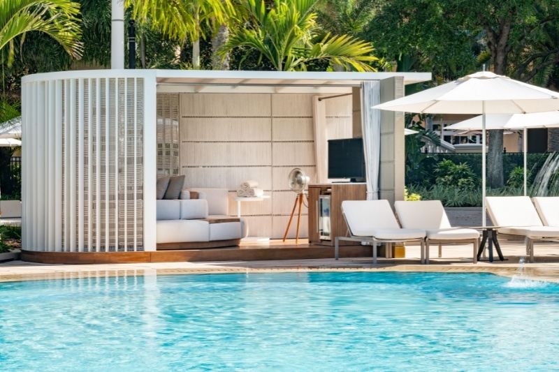 New poolside cabanas at Ritz Carlton Grande Lakes