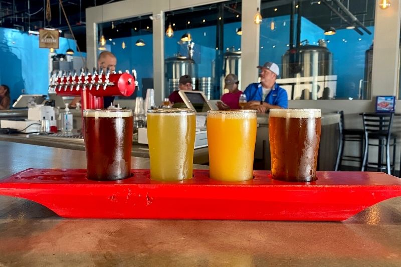 Craft beer flight at Alestone Brewing Company in Longwood