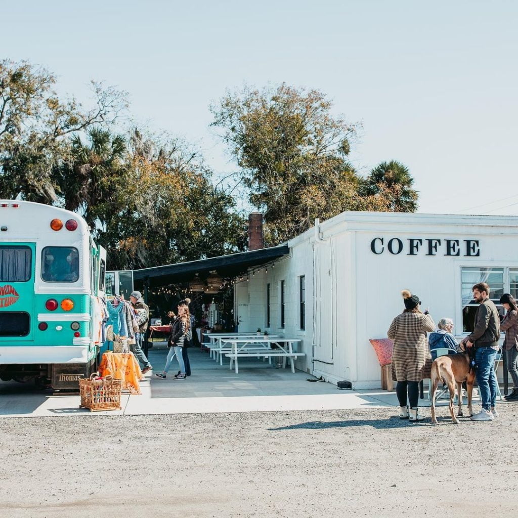 Exterior of Thrift on 46 - a modern thrift store with a coffee shop