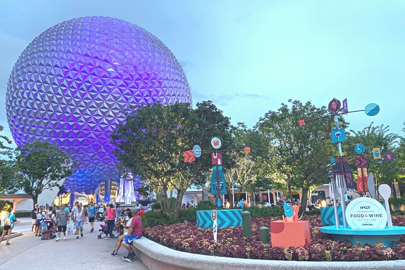 2022 Epcot Food and Wine Festival Entrance at Night - Dani Meyering