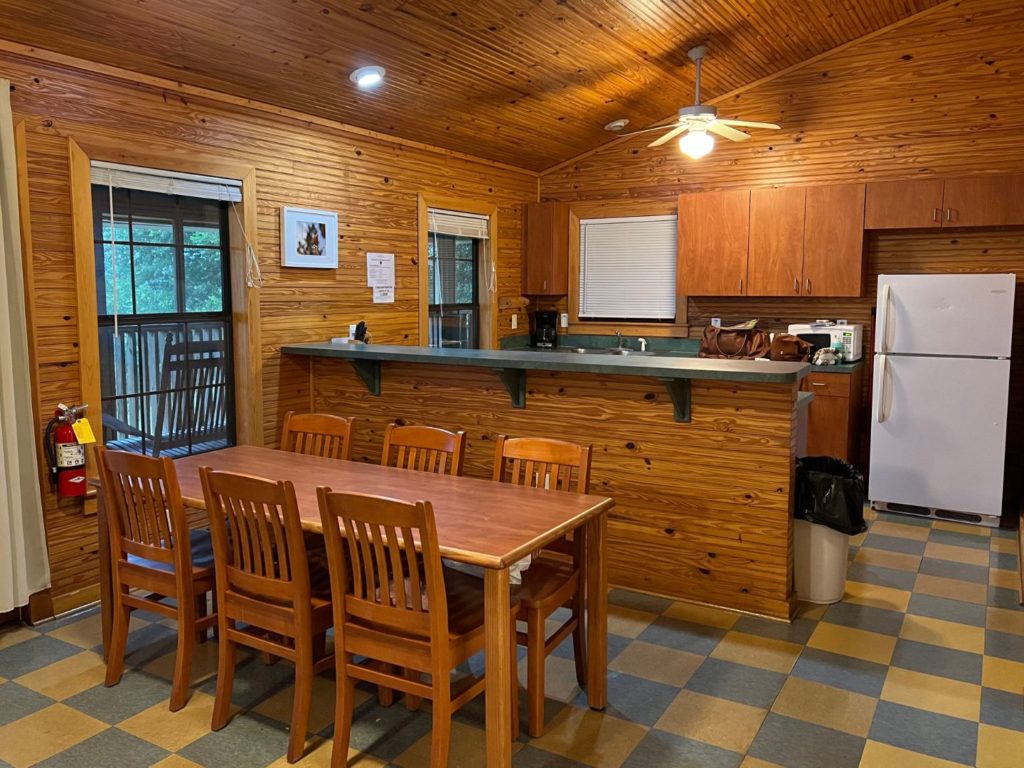 Lake Louisa State Park Cabins - Kitchen with refrigerator, stove, microwave