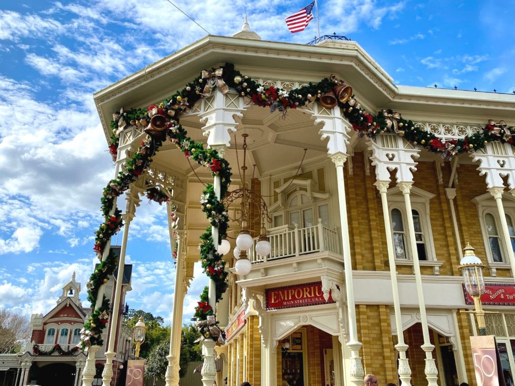 Christmas Garland on Main Street at Magic Kingdom