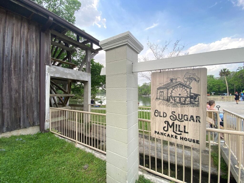 Sign for Old Sugar Mill Pancake House De Leon Springs 2023 