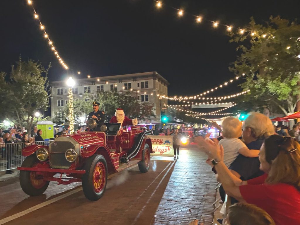 Santa passes by at Sanford Parade of Lights