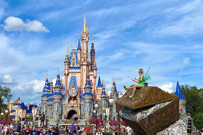 Tinkerbell in Front of Cinderella Castle during Thanksgiving at Walt Disney World