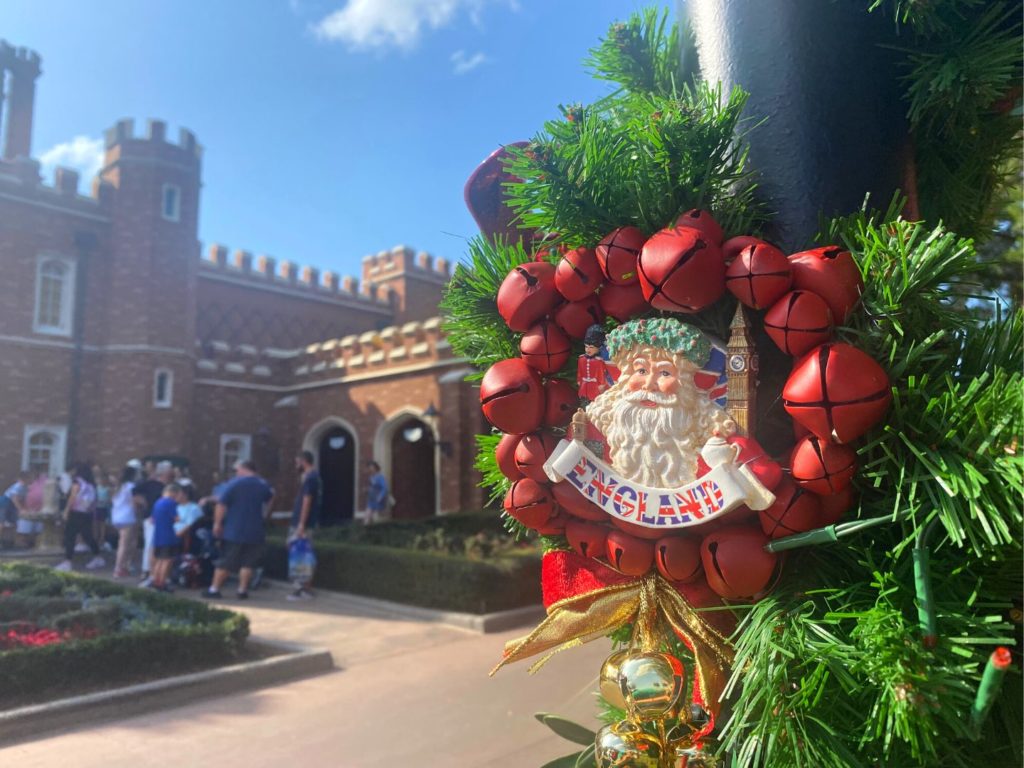 Christmas Decorations at EPCOT United Kingdom Pavilion 2022