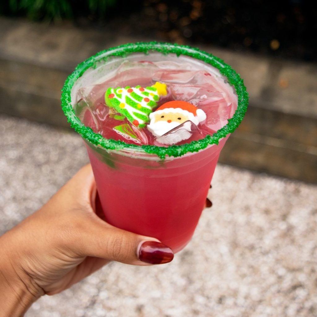 The Red-Nosed Margarita with festive garnishes from Disney Springs