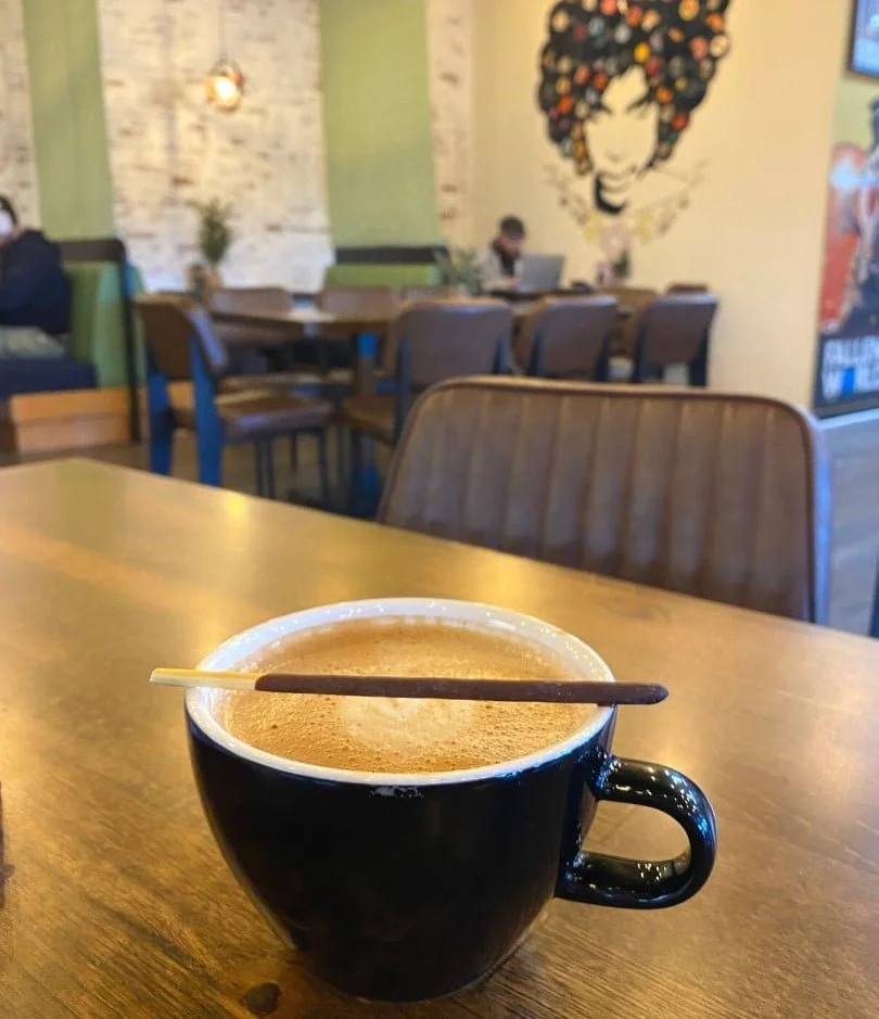 Nutella You Love Me Latte for from Blackbird Comics and Coffeehouse in a black ceramic mug