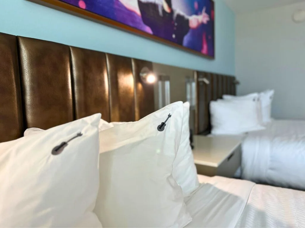 Guitar Details on Lush Pillows Hard Rock Hotel Daytona Beach Hotel Room