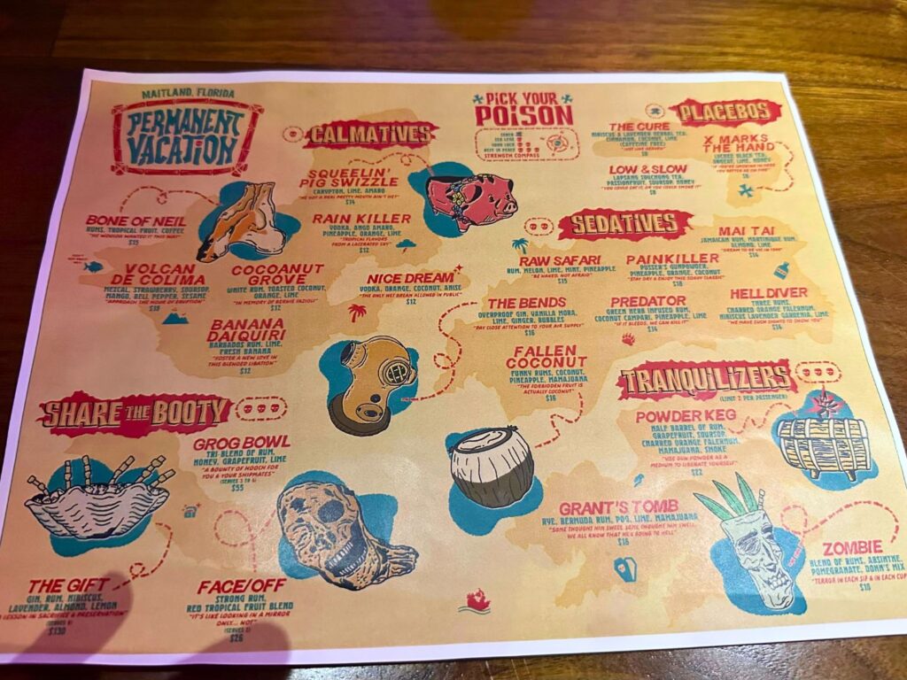 Drink Menu Permanent Vacation Maitland Florida 