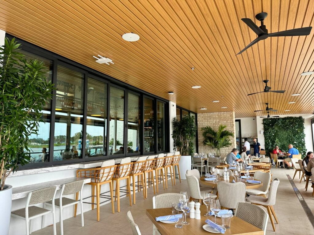 Image of outdoor patio seating at Summer House on the Lake at Disney Springs