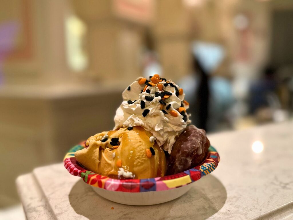 Apple Fritter Sundae Food at Mickey's Not So Scary Halloween Party