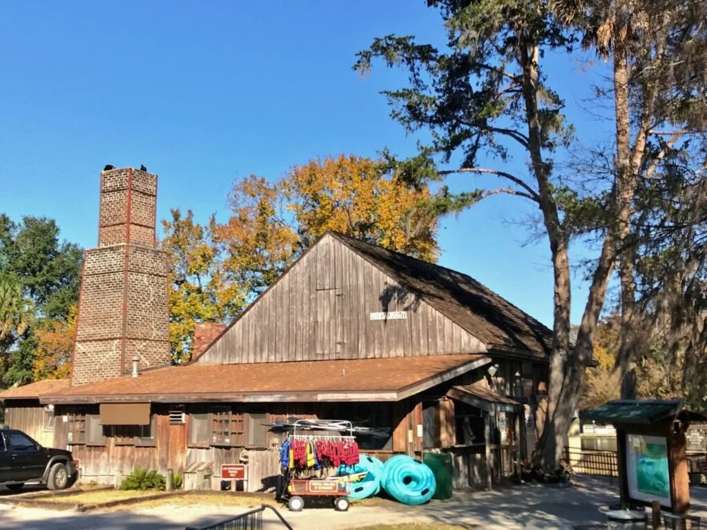 Old Sugar Mill Pancake House Exterior with Tube Rental De Leon Springs State Park