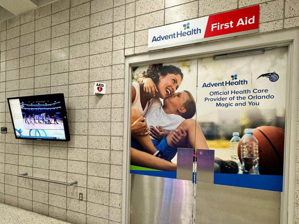 Entrance to AdventHealth First Aid at Amway Center 