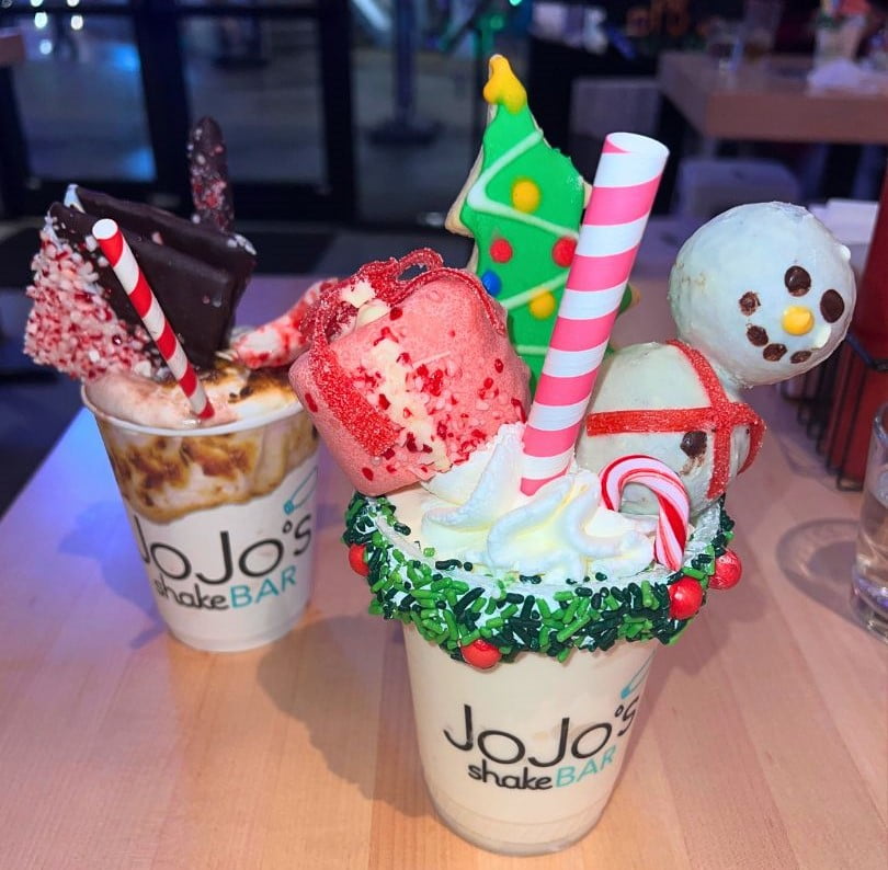 JoJo's Shake BAR Christmas Holiday Shakes on a table