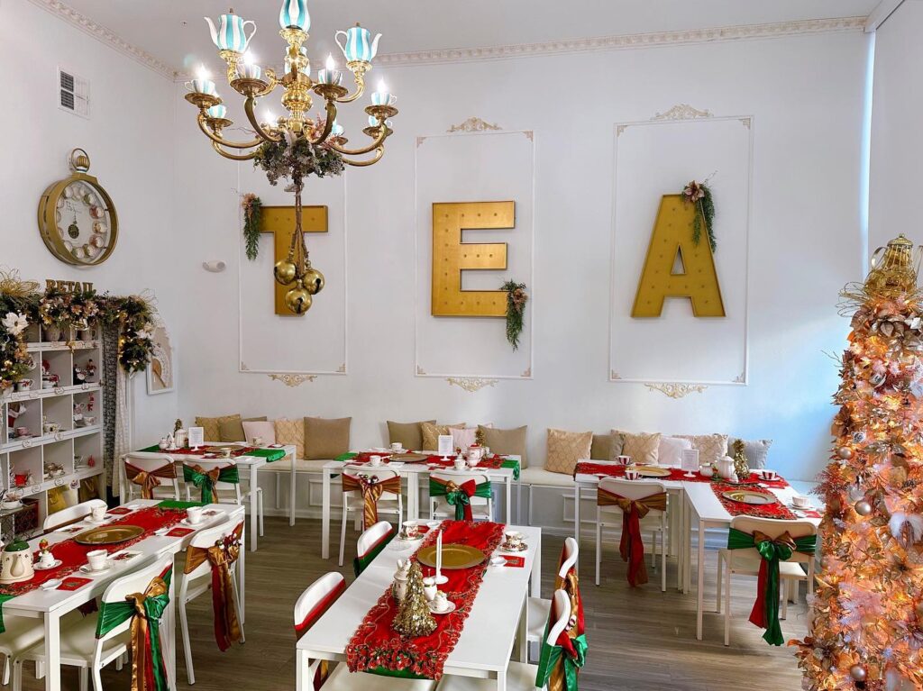 The Tea Room Experience in Orlando Decorated for Christmas