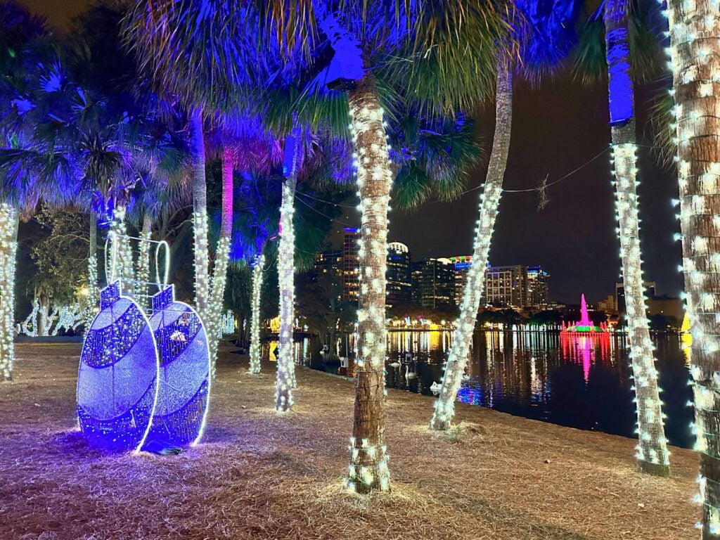 Christmas Lights and Ornament Display Lake Eola Orlando -