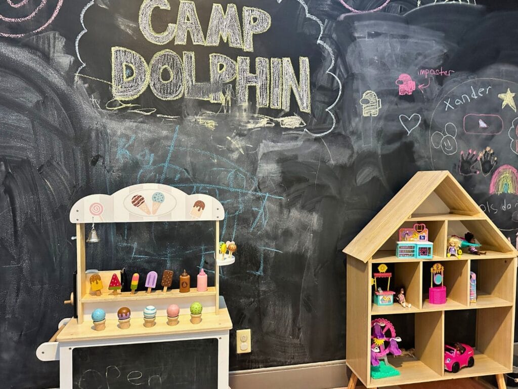 Parents Night Out Camp Dolphin chalk wall free childcare - image by Dani Meyering