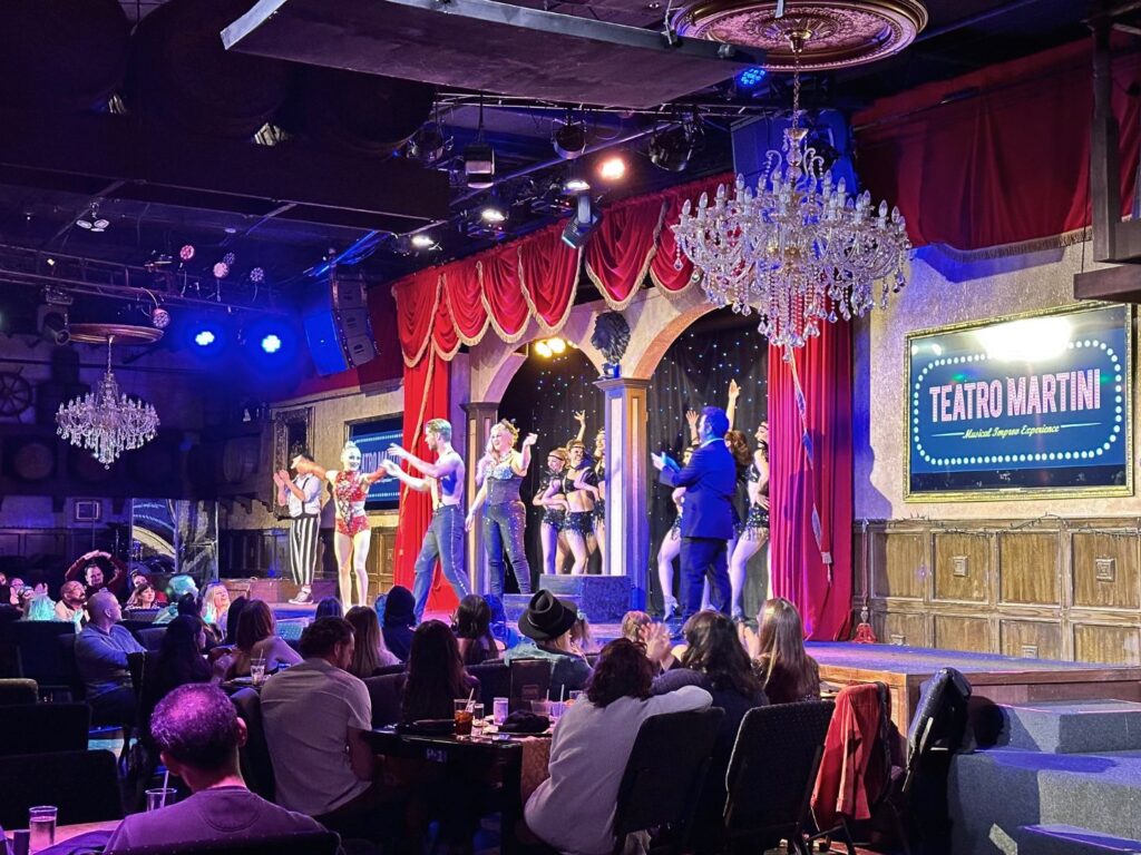 Dancers and Dining area at Teatro Martini show on International Drive Orlando 