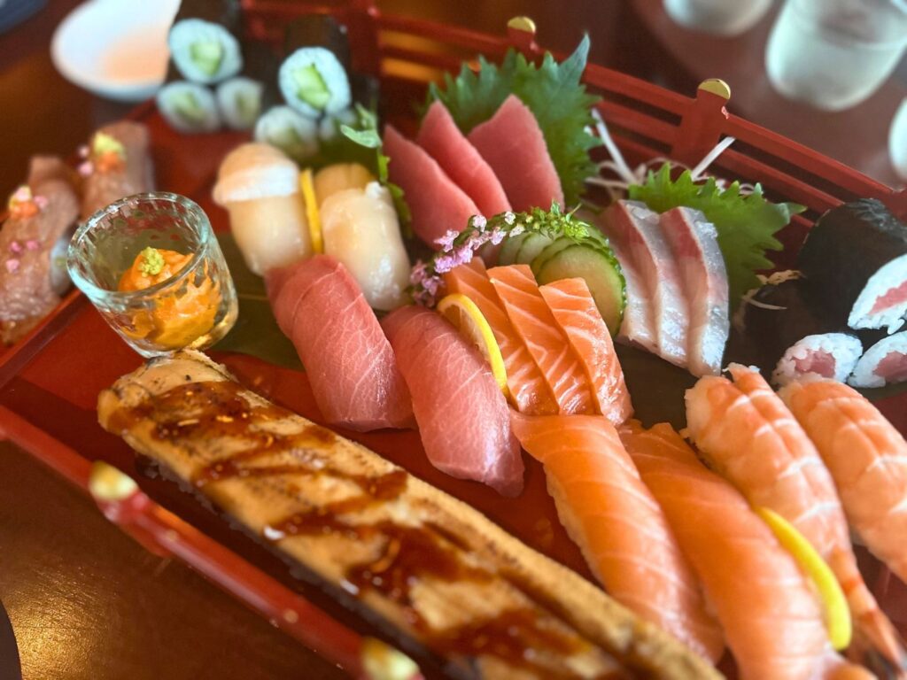Plate of sushi and sashimi at EPCOT’s Shiki-Sai
