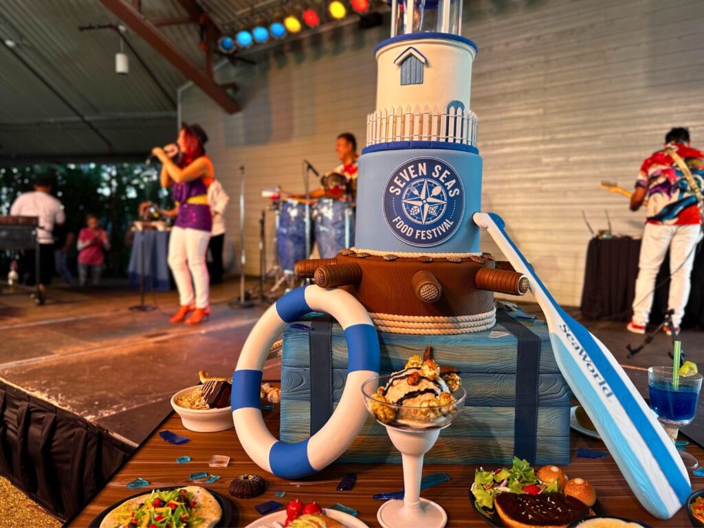 Live band performing Music at Seven Seas Food Festival SeaWorld Orlando for Mardi Gras
